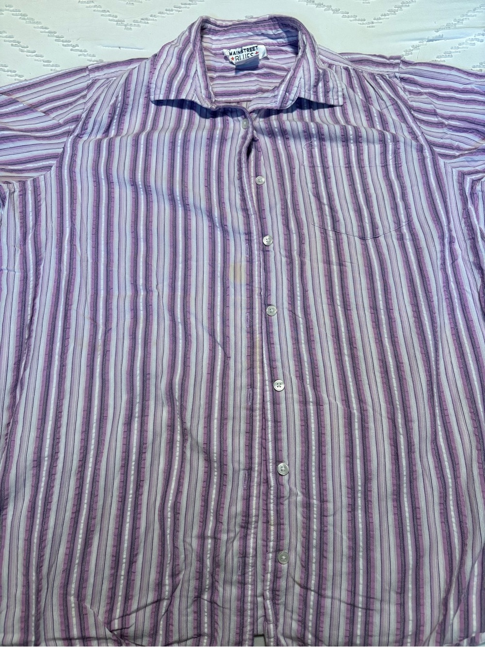 Mainstreet Relaxed Lavender Stripe Button-Down Shirt